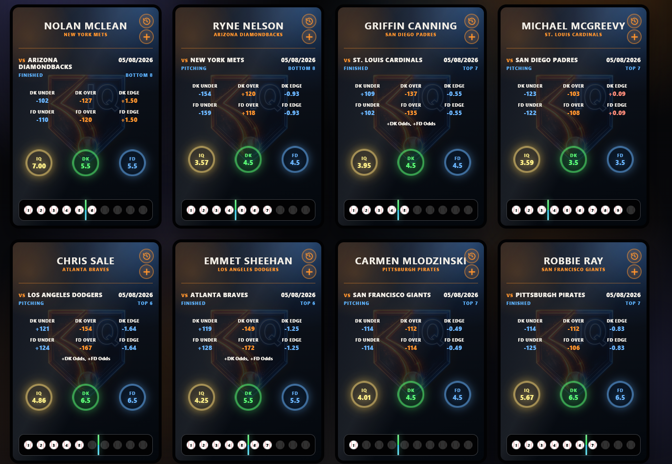 Preview of The Pitch Predictor live games view